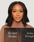 Rooted Chocolate Brown Kinky Straight HD Lace Wigs